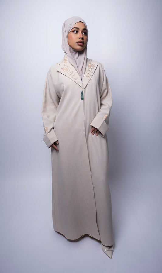 Elegant Beige Neck Abaya for Effortless Style