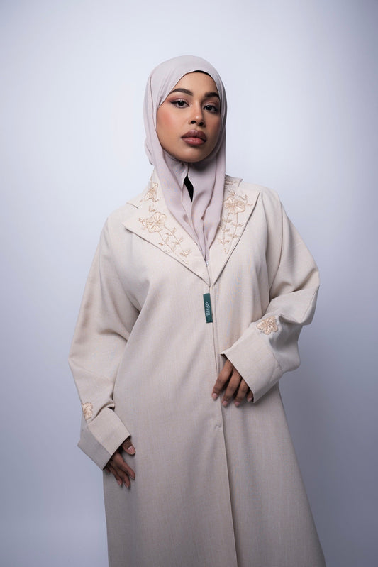 Elegant Beige Neck Abaya for Effortless Style